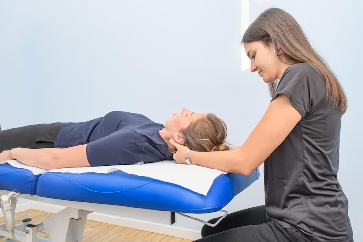 Vestibular and balance therapy with a physiotherapist